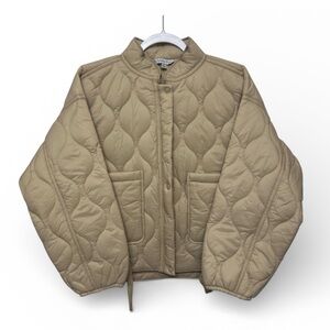 Beige Quilted Women's Puffer Jacket